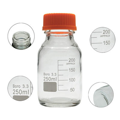 품질  Customizable Laboratory 250ml Round Bottom Yellow Screw Glass Media Storage Reagent Bottle 공장